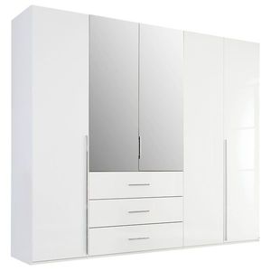 Šatní skříň COLIN alpská bílá, 5 dveří, 2 zrcadla obraz