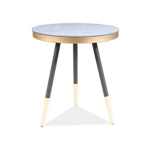 Přístavný stolek VIGO bílý mramor/černá/zlatá obraz