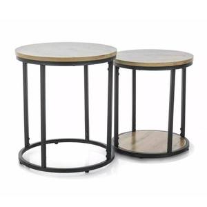 Přístavný stolek ANTU dub artisan/černá, set 2 ks obraz