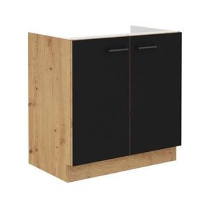 Kuchyňská dřezová skříňka Modena, 80 cm, dub artisan/černá obraz