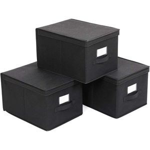 SONGMICS 3 úložné boxy s víkem Trox černé obraz