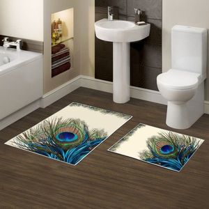 L'essentiel Sada 2 kusů koupelnových předložek Peacock modrá/béžová obraz