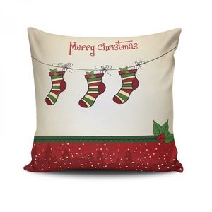 Hanah Home Vánoční dekorační polštář JIVE III 43x43 cm krémový/červený obraz