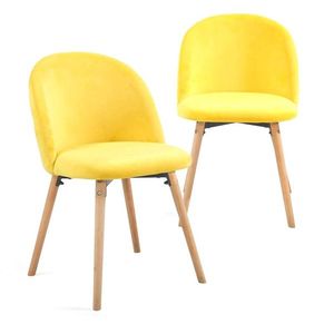 Sada jídelních židlí sametové, žluté, 2 ks obraz