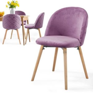 80674 MIADOMODO Sada jídelních židlí sametové, fialové, 4 ks obraz