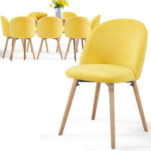 Miadomodo 80670 MIADOMODO Sada jídelních židlí sametové, žlutá, 8 ks obraz