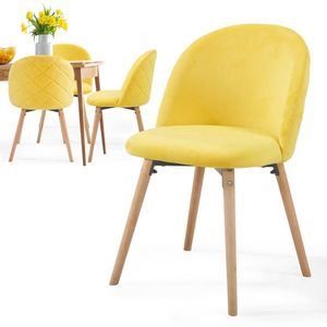 MIADOMODO Sada jídelních židlí sametové, žlutá, 4 ks obraz