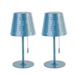 Set van 2 tafellampen blauw incl. LED 3-staps dimbaar oplaadbaar en solar - Ferre obraz