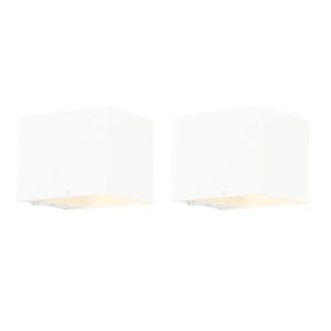 Set van 2 wandlampen wit incl. LED en touch dimmer oplaadbaar - Joris obraz