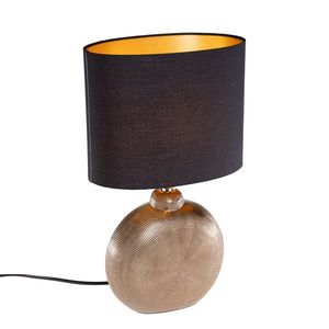 Landelijke tafellamp brons met zwart 39 cm - Kygo obraz