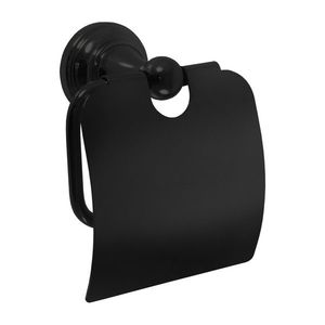 SLEZAK-RAV Držák toaletního papíru s krytem černá matná Koupelnový doplněk MORAVA RETRO, Barva: černá matná MKA0400CMAT obraz
