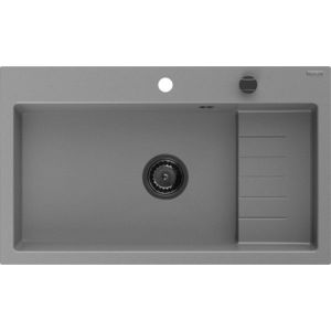 MEXEN/S Omar granitový dřez 800 x 480 mm, šedá, černý sifon 6520801005-71-B obraz