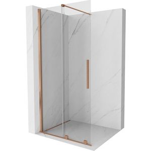 MEXEN/S Velar posuvné sprchové dveře Walk-in 70 cm, transparent, kartáčovaná měď 871-070-000-03-65 obraz