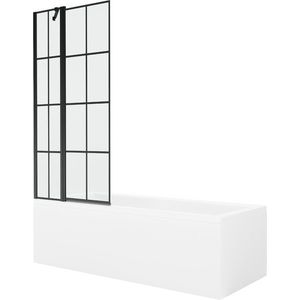 MEXEN/S Cubik obdélníková vana 150 x 70 cm s panelem + vanová zástěna 80 cm, černá vzor 550315070X9408117077 obraz
