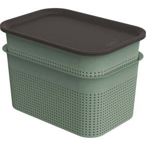 Zelené plastové úložné boxy s víkem v sadě 2 ks 18, 5x26, 5x18 cm Brisen – Rotho obraz