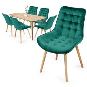 MIADOMODO Sada prošívaných jídelních židlí, zelená 6 ks obraz