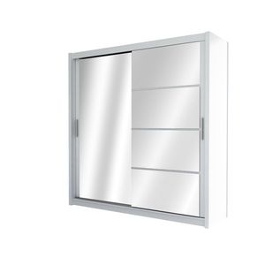 ArtStol Šatní skříň BRANDON 150 | bílá/bílé sklo obraz