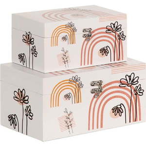 Krémové dekorativní úložné boxy v sadě 2 ks 30x18x15 cm Flowers – Ixia obraz