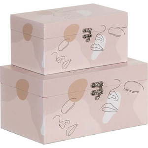 Světle růžové dekorativní úložné boxy v sadě 2 ks 30x18x15 cm Face – Ixia obraz