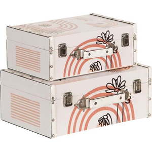 Krémové dekorativní úložné boxy v sadě 2 ks 34, 5x24, 5x14 cm Flowers – Ixia obraz