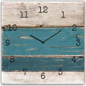 Nástěnné hodiny Styler Glassclock Blue Wood, 30 x 30 cm obraz