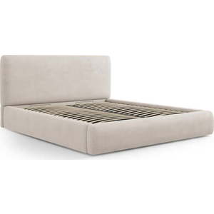 Béžová čalouněná dvoulůžková postel s úložným prostorem s roštem 200x200 cm Colonel – Cosmopolitan Design obraz