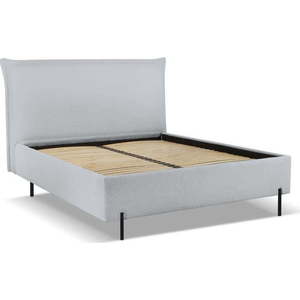 Šedá čalouněná dvoulůžková postel s úložným prostorem a roštem 140x200 cm Armie – Milo Casa obraz
