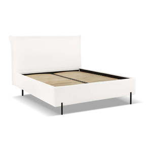 Bílá čalouněná dvoulůžková postel s úložným prostorem a roštem 140x200 cm Armie – Milo Casa obraz