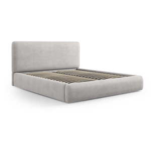Světle šedá čalouněná dvoulůžková postel s úložným prostorem s roštem 200x200 cm Colonel – Cosmopolitan Design obraz