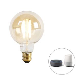 Chytrá E27 stmívací až teplá LED lampa G95 zlatá 7W 806 lm 1800K - 3000K obraz