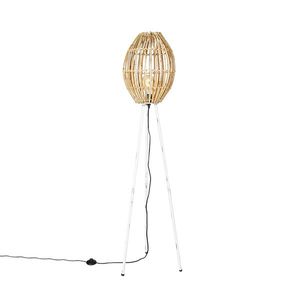 Venkovská stojací lampa stativ bambus s bílou - Canna Capsule obraz