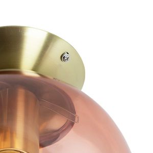 Stropní lampa ve stylu art deco mosaz s růžovým sklem - Pallon obraz