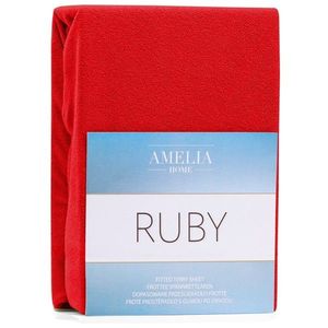 Froté prostěradlo s gumou AmeliaHome Ruby červené, velikost 120-140x200+30 obraz