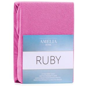 Froté prostěradlo s gumou AmeliaHome Ruby sytě růžové, velikost 100-120x200+30 obraz