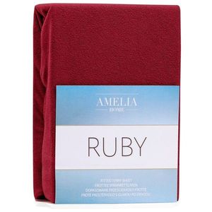 Froté prostěradlo s gumou AmeliaHome Ruby tmavě červené, velikost 120-140x200+30 obraz