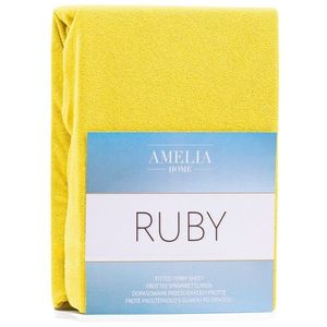 Froté prostěradlo s gumou AmeliaHome Ruby žluté, velikost 100-120x200+30 obraz