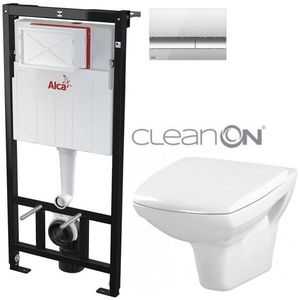 ALCADRAIN Sádromodul předstěnový instalační systém s chromovým tlačítkem M1721 + WC CERSANIT CLEANON CARINA + SEDÁTKO AM101/1120 M1721 CA1 obraz