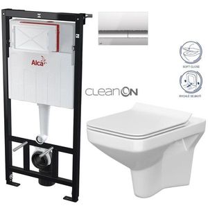 ALCADRAIN Sádromodul předstěnový instalační systém s chromovým tlačítkem M1721 + WC CERSANIT CLEANON COMO + SEDÁTKO AM101/1120 M1721 CO1 obraz