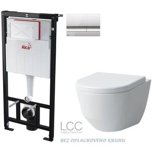 ALCADRAIN Sádromodul předstěnový instalační systém s chromovým tlačítkem M1721 + WC LAUFEN PRO LCC RIMLESS + SEDÁTKO AM101/1120 M1721 LP2 obraz