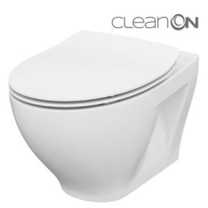 CERSANIT/S SET 934 ZÁVĚSNÁ WC MÍSA MODUO CLEANON + WC SEDÁTKO DELFI SLIM SC EO K701-147 obraz