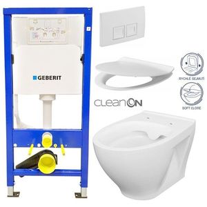 GEBERIT DuofixBasic s bílým tlačítkem DELTA50 + WC CERSANIT CLEANON MODUO + SEDÁTKO 458.103.00.1 50BI MO1 obraz