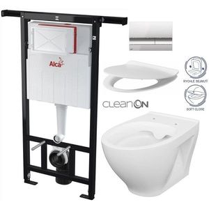 ALCADRAIN Jádromodul předstěnový instalační systém s chromovým tlačítkem M1721 + WC CERSANIT CLEANON MODUO + SEDÁTKO AM102/1120 M1721 MO1 obraz