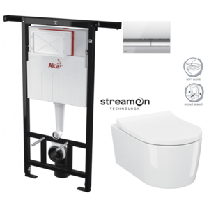 ALCADRAIN Jádromodul předstěnový instalační systém s chromovým tlačítkem M1721 + WC CERSANIT INVERTO + SEDÁTKO DURAPLAST SOFT-CLOSE AM102/1120 M1721 IN1 obraz