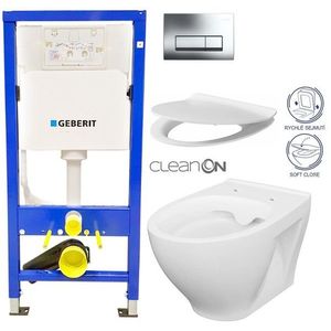 GEBERIT DuofixBasic s chromovým tlačítkem DELTA51 + WC CERSANIT CLEANON MODUO + SEDÁTKO 458.103.00.1 51CR MO1 obraz