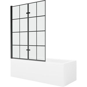 MEXEN/S Cubik obdélníková vana 150 x 70 cm s panelem + vanová zástěna 120 cm, černá vzor 550315070X9212027077 obraz