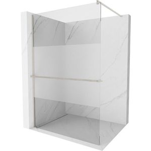 MEXEN/S Kioto+ Sprchová zástěna WALK-IN s poličkou a držákem ručníků 70 x 200 cm, transparent/dekor, nikl kartáčovaná 800-070-121-97-35 obraz