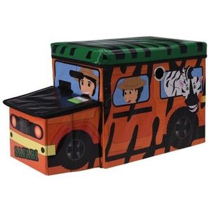 Dětský úložný box a sedátko Safari bus oranžová, 55 x 26 x 31 cm obraz