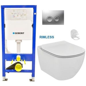 GEBERIT DuofixBasic s matným tlačítkem DELTA21 + WC Ideal Standard Tesi se sedátkem RIMLESS 458.103.00.1 21MA TE2 obraz