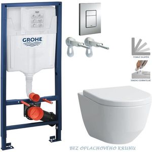 Rapid SL pro závěsné WC 38528SET s chromovou deskou + WC LAUFEN PRO RIMLESS + SEDÁTKO 38772001 LP1 obraz