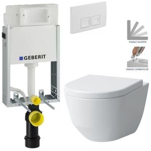 Geberit KOMBIFIX Basic tlačítko DELTA 50 Bílé WC LAUFEN PRO + SEDÁTKO 110.100.00.1 50BI LP3 obraz